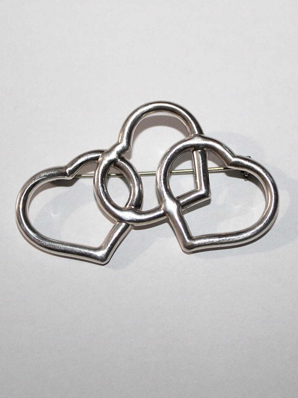 Sterling Silver Triple Heart Brooch 12 Grams